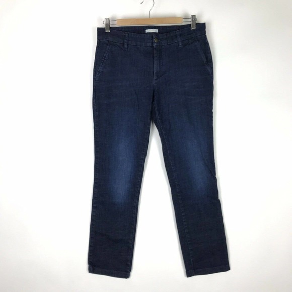 Eileen Fisher Denim - Eileen Fisher Women 8 Slim Straight Leg Jeans Medium Dark Wash High Rise
